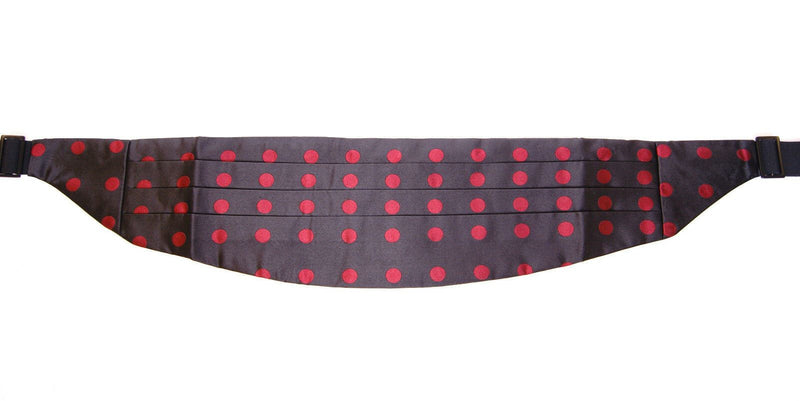 Cummerbund de soie noire exquise avec des pois rouges