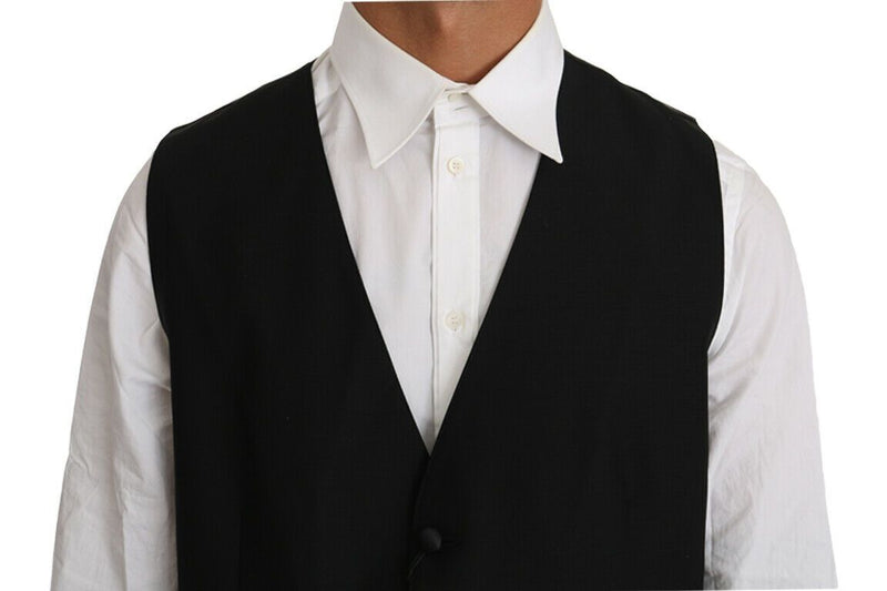 Gilet de mélange de laine formel élégant noir