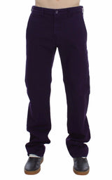 Chinos mince en coton violet stretch