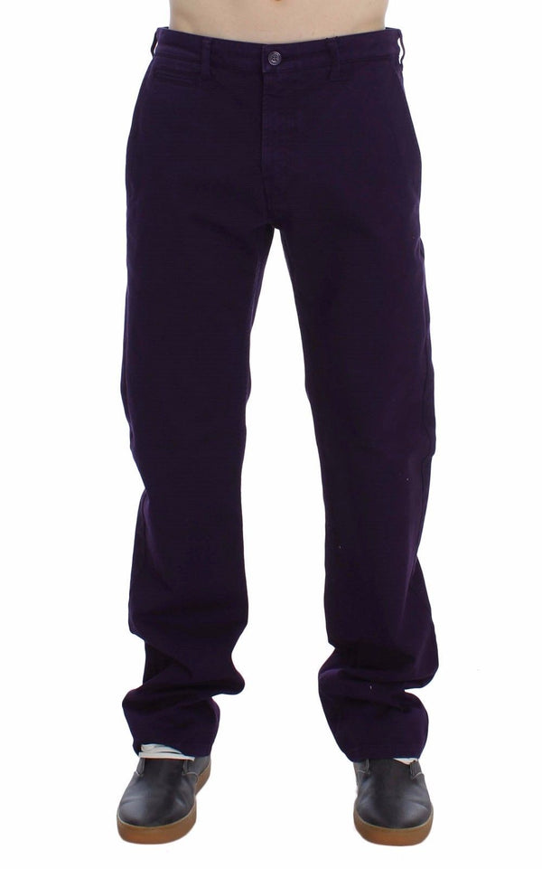 Chinos mince en coton violet stretch