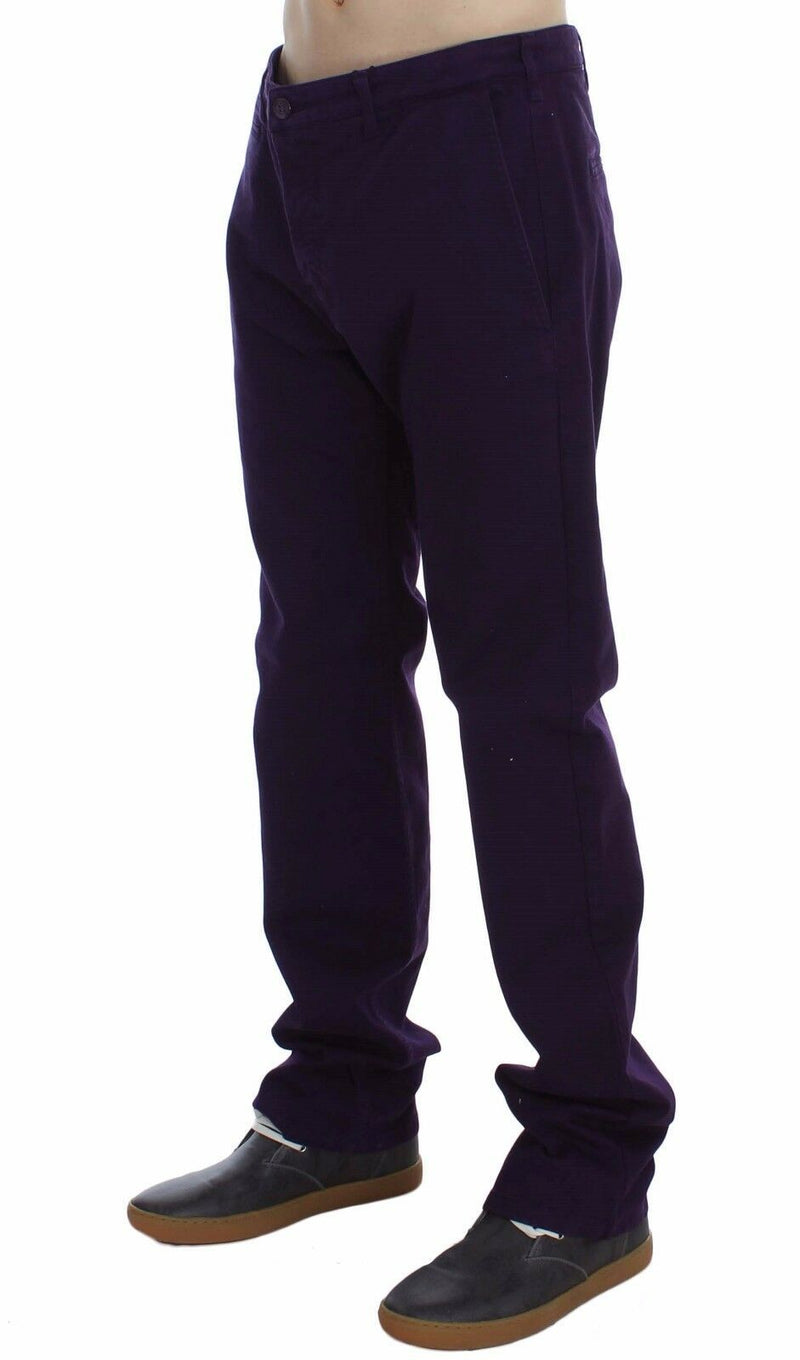 Chinos mince en coton violet stretch