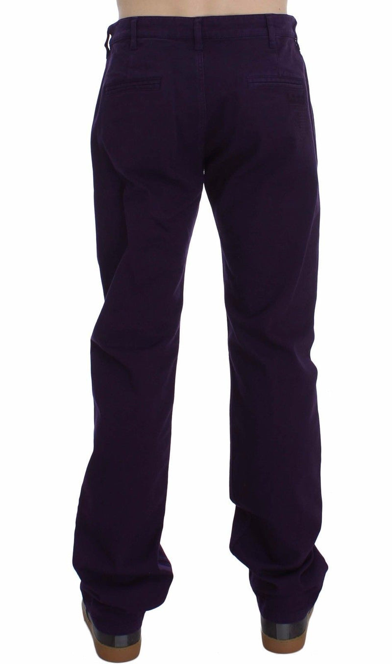 Chinos mince en coton violet stretch