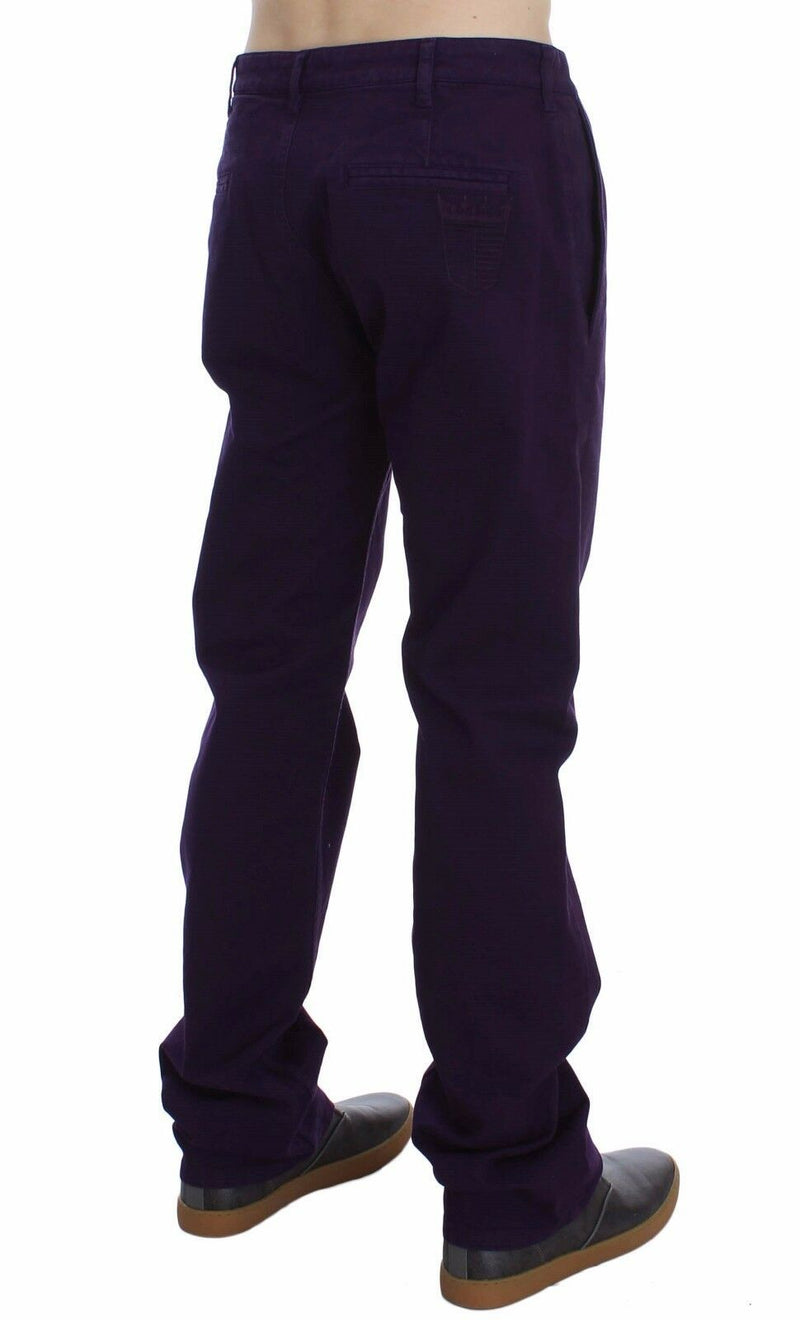 Chinos mince en coton violet stretch