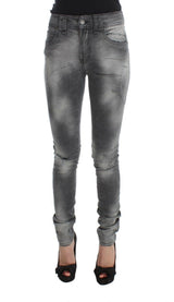 Chic Grey Slim Fit Designer Jeans