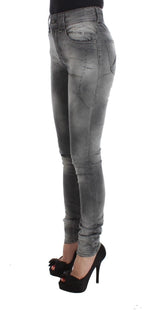 Chic Grey Slim Fit Designer Jeans