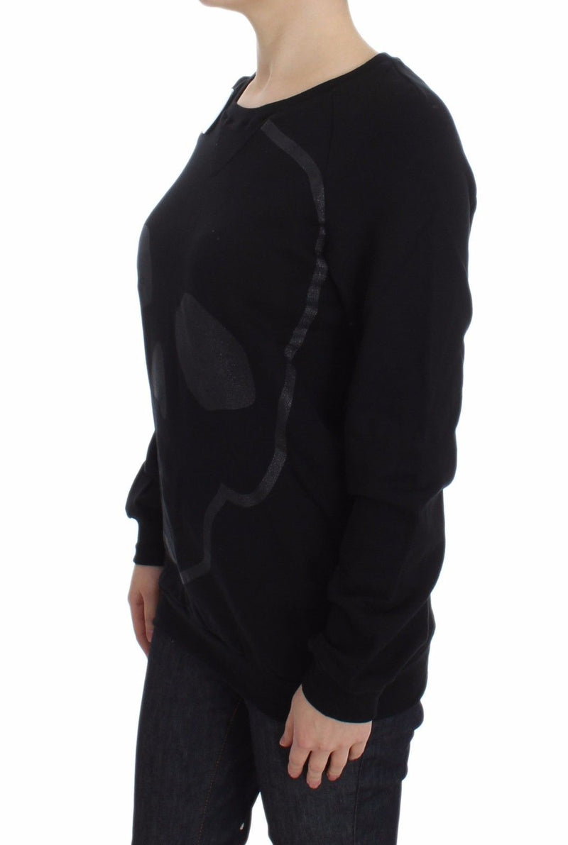 Chic Skull Motif Crew-Neck Cotton Pull