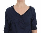 Eleganter tiefes V-Ausck-Pullover in Blau