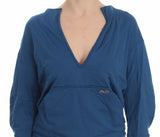 Eleganter tiefes V-Ausck-Pullover in Blau