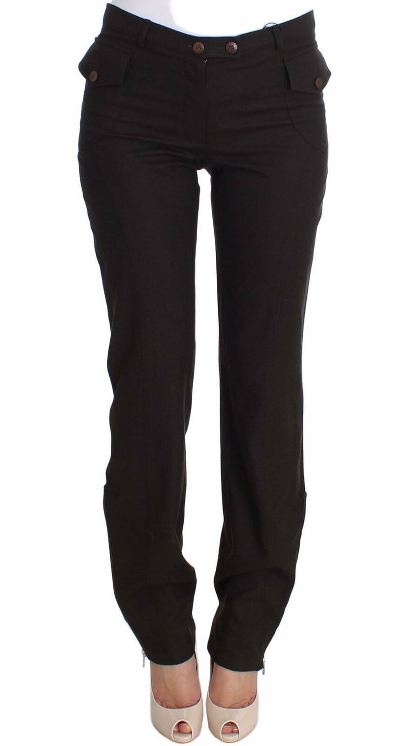 Eleganti pantaloni casual di lana marrone