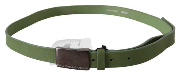 Ceinture de taille en cuir vert chic avec boucle argentée