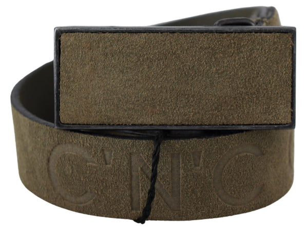 Chic Army Green Green Velvet Buckle Leather Belt