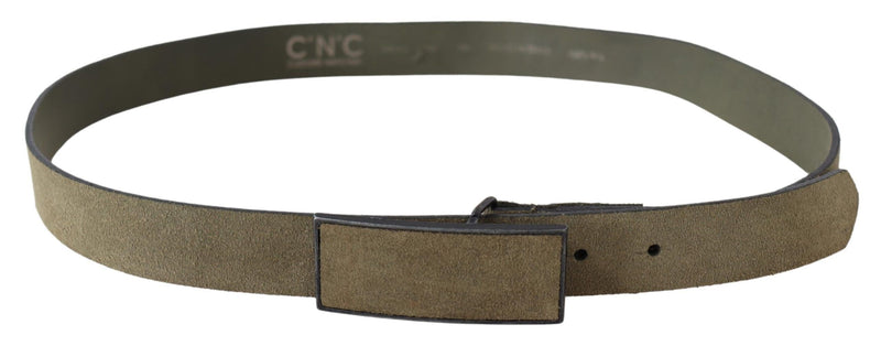 Chic Army Green Velvet Buckle Δερμάτινη Ζώνη