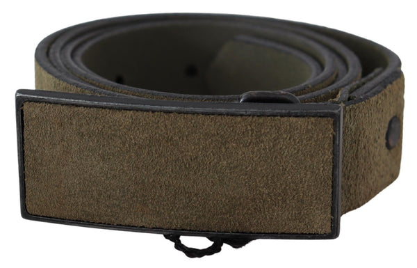 Chic Army Green Velvet Buckle Δερμάτινη Ζώνη