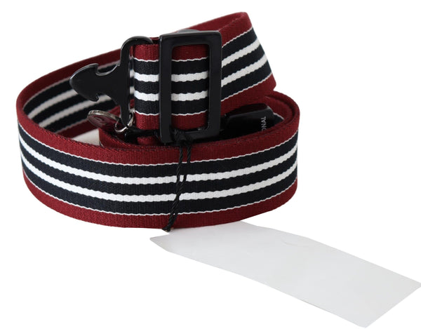 Ceinture de mode en cuir rayé en noir et rouge