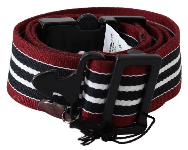 Ceinture de mode en cuir rayé en noir et rouge