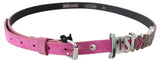 Fuschia Pink Leather Waist Belt