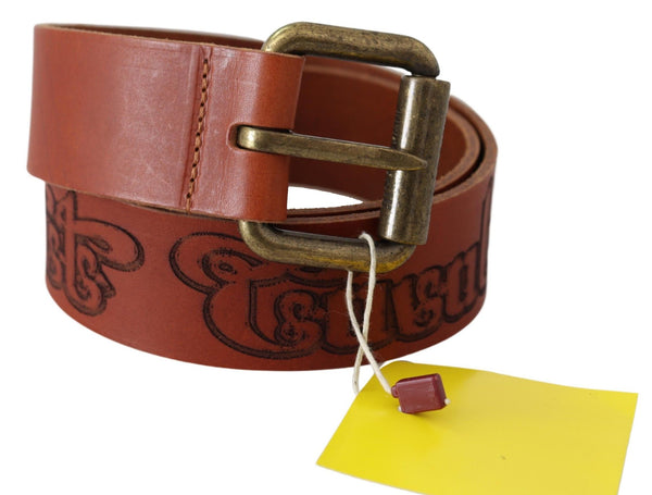 Chic Brown Leather Logo Belt Belt