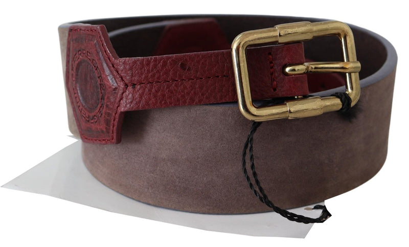 Ceinture en cuir brun élégant avec boucle dorée