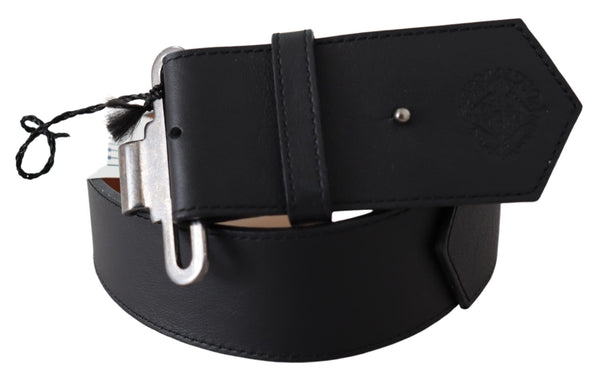 Ceinture noire réglable en cuir chic