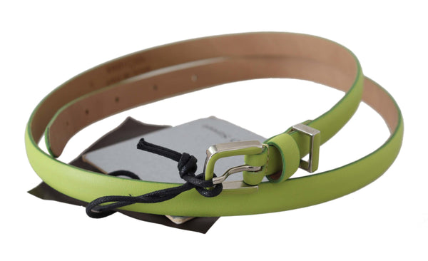 Ceinture en cuir vert classique avec quincaillerie à tons d'argent