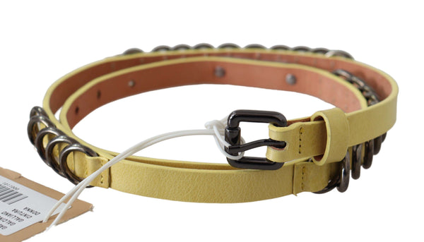 Ceinture maigre en cuir jaune chic