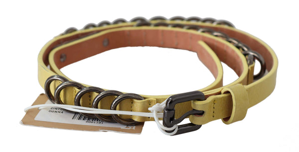 Ceinture maigre en cuir jaune chic