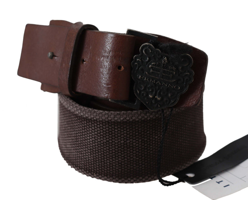 Ceinture en cuir brun foncé classique avec boucle de logo