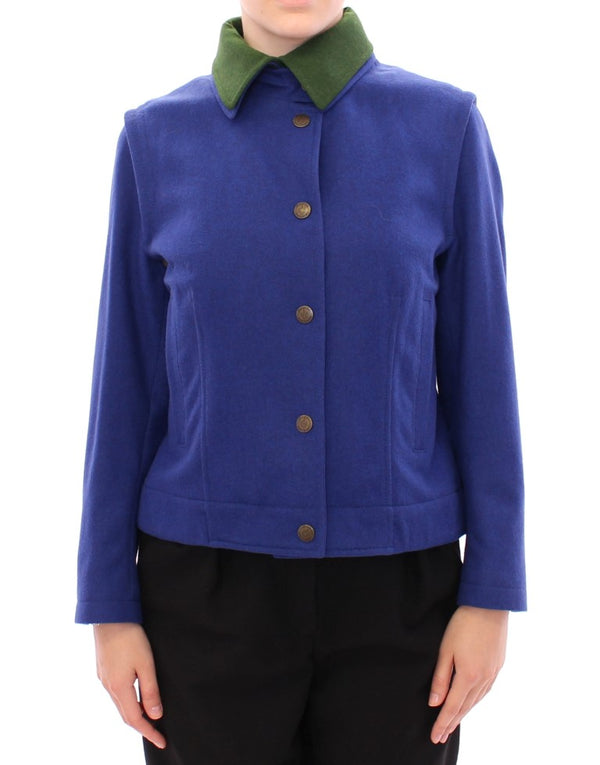 Elegant Blue Wain Veste avec col amovible