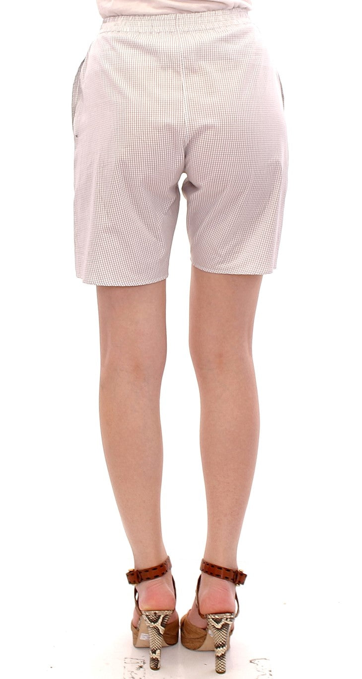 Shorts en coton à carreaux blancs chics