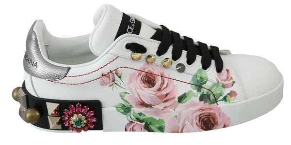 Sneaker in pelle floreale cristallina