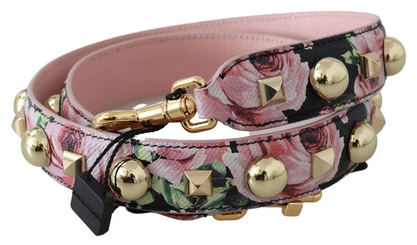 Sangle en cuir étalon en or floral en rose