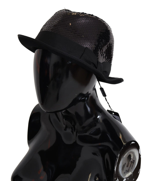 Elegante cappello di fedora di paillettes nera