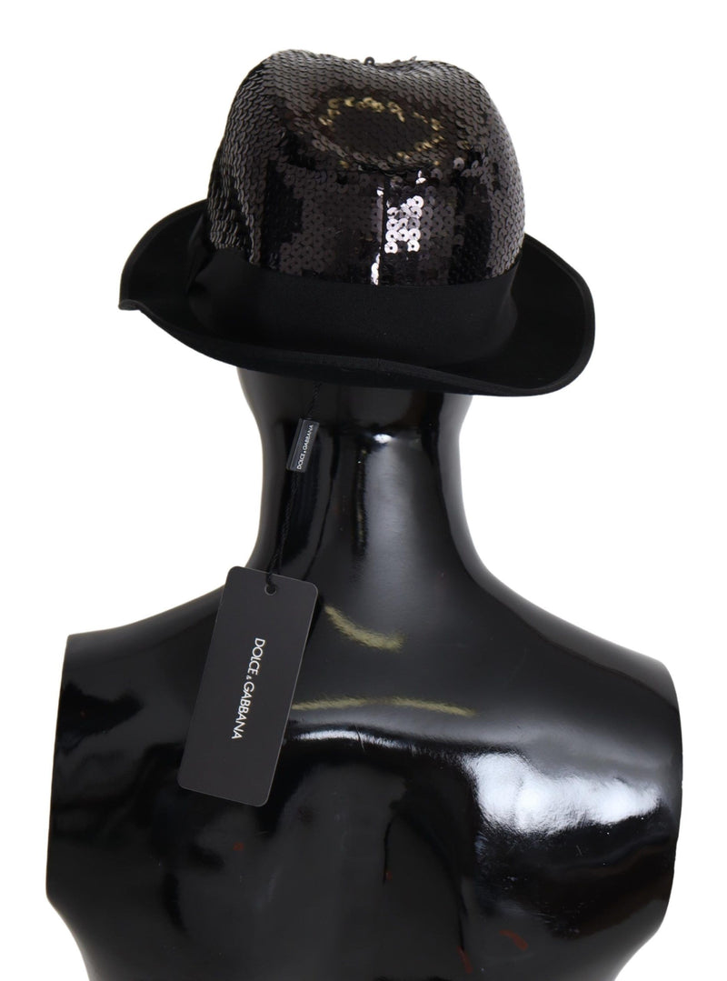 Elegante sombrero de fedora de lentejuelas negras