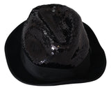 Elegante sombrero de fedora de lentejuelas negras