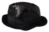 Elegante sombrero de fedora de lentejuelas negras