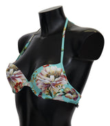 Top bikini floreale verde menta chic