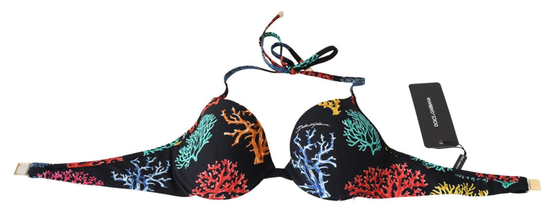 Haut de bikini à imprimé corail noir chic