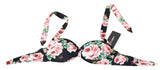 Elegante top de bikini floral negro