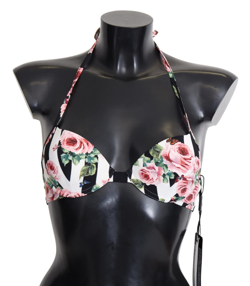 Chic Rose Print Bikini Top für elegante Strandtage