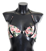 Elegante top bikini con stampa rosa