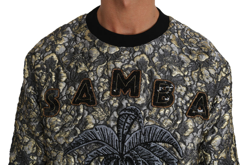 Samba Jacquard Palm Crewneck Pull