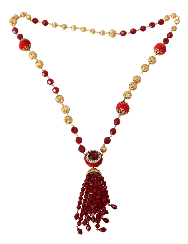 Collier élégant en cristal rouge