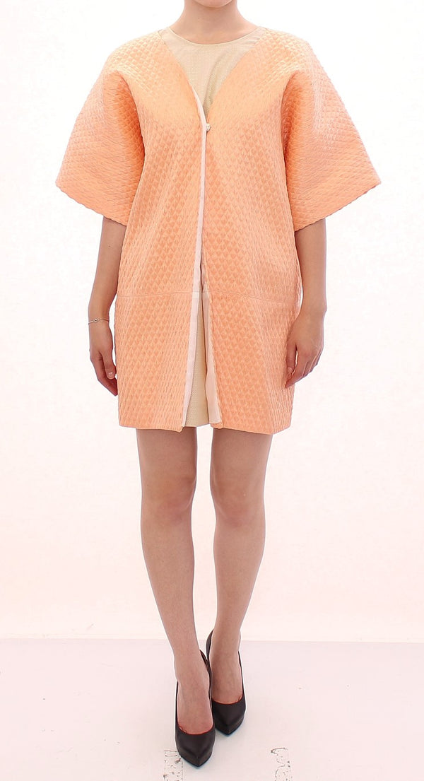 Chic Pink Silk-Blend Short Sleeve Coat