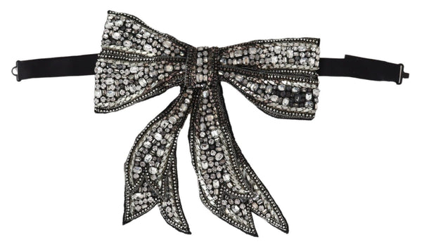 Bowtie di seta con cristallo - eleganza d'argento