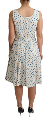 Elegant Beige Polka dot A-Line ärmellose Kleid