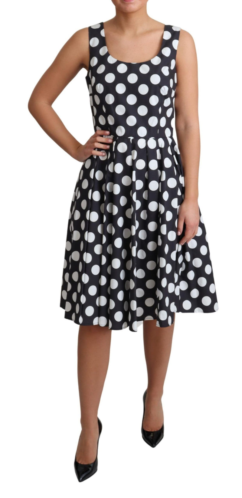 Vestido de línea A Polka Dot sin mangas