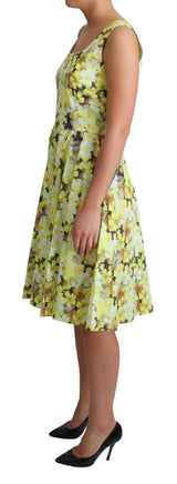 Robe sans manches en ligne florale jaune élégante