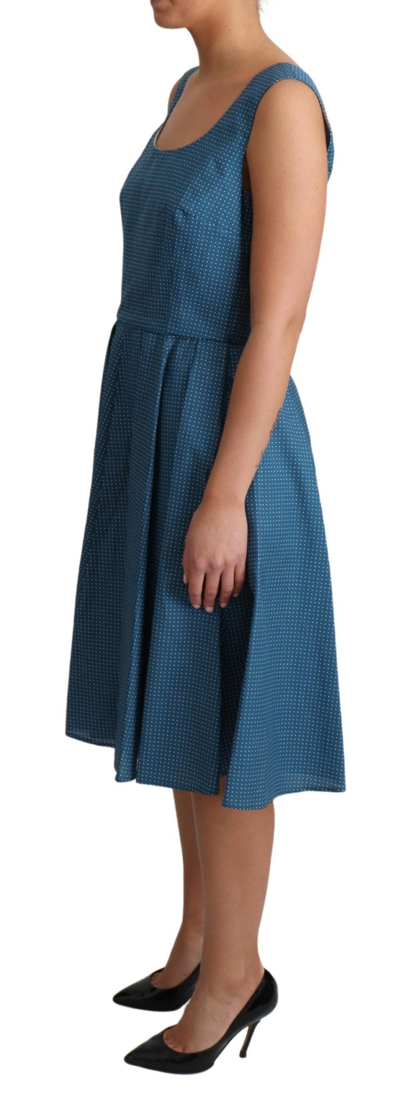 Robe A-line sans manches en pointillés bleus