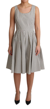 Polka-gepflegtes beige ärmellose A-Line-Kleid