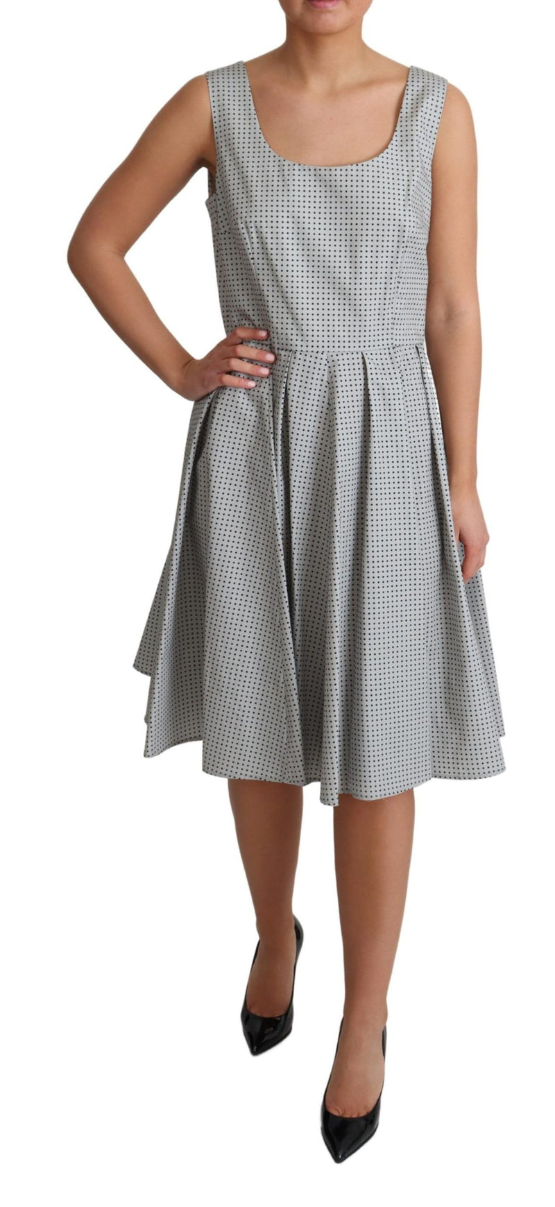 Chic Polka gepunktete ärmellose A-Line-Kleid